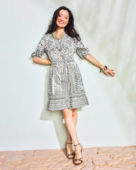Chico's Printed Cotton-Linen Belted Dress