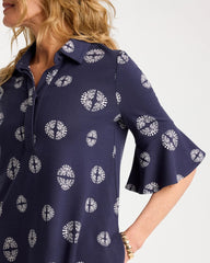 Chico's Printed Ponte Flounce Sleeve Dress