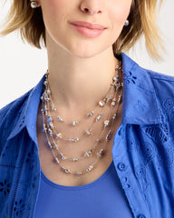 Chico's Silvertone Nugget Illusion Necklace