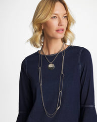 Chico's Short Silver Ball Chain Pendant