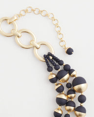 Chico's Gold & Navy Bead Necklace
