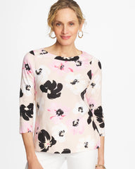 Chico's Printed Pima 3/4 Sleeve Tee
