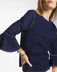 Chico's Indigo Denim Trumpet Sleeve Top