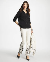 Chico's Collared Rib Mix Henley