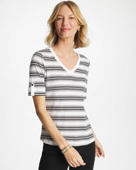 Chico's Pima V-Neck Tab Sleeve Tee