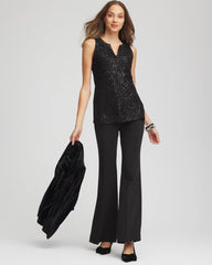 Chico's Sequin Beaded Notch Neck Tank