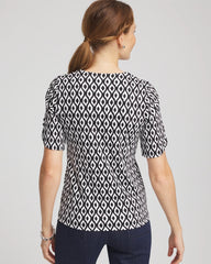 Chico's Printed Pima Elbow Sleeve Tee