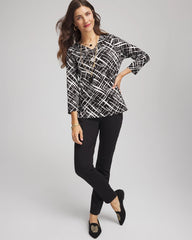 Chico's Printed Pima 3/4 Sleeve Tee