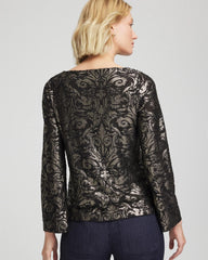 Chico's Art Deco Burnout Jacquard Top