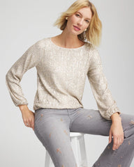 Chico's Drizzled Sequins Bubble-Hem Top