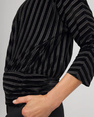 Chico's Velvet Burnout Stripe Banded-Bottom Top