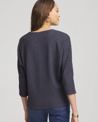 Chico's Textured Denim-Motif Tapered-Hem Top