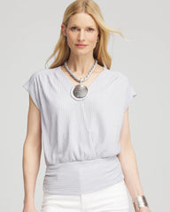 Chico's Foiled Knit Banded Bottom Top