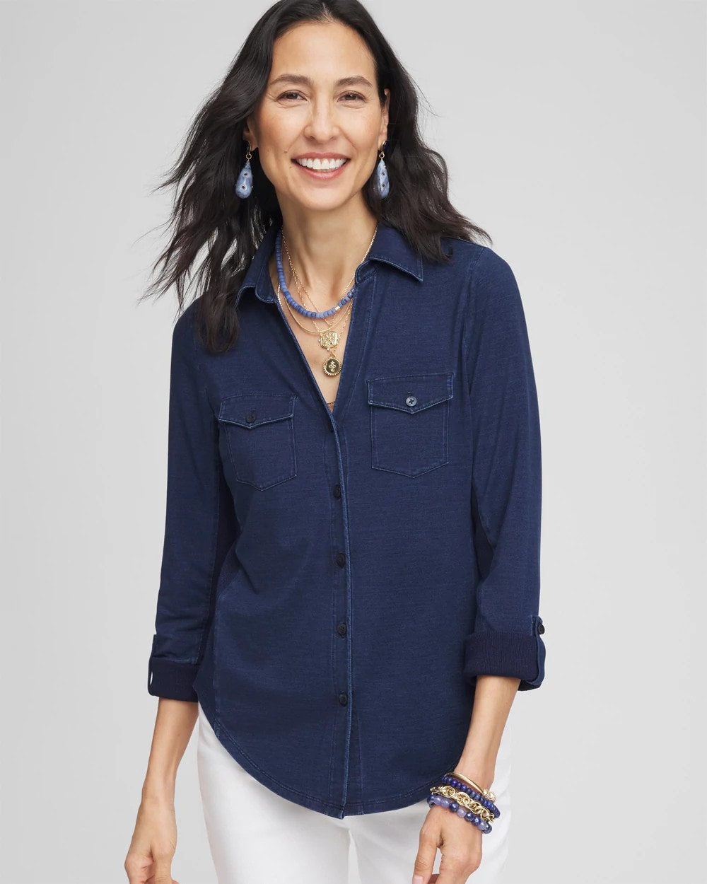 Chico's Collared Henley Top