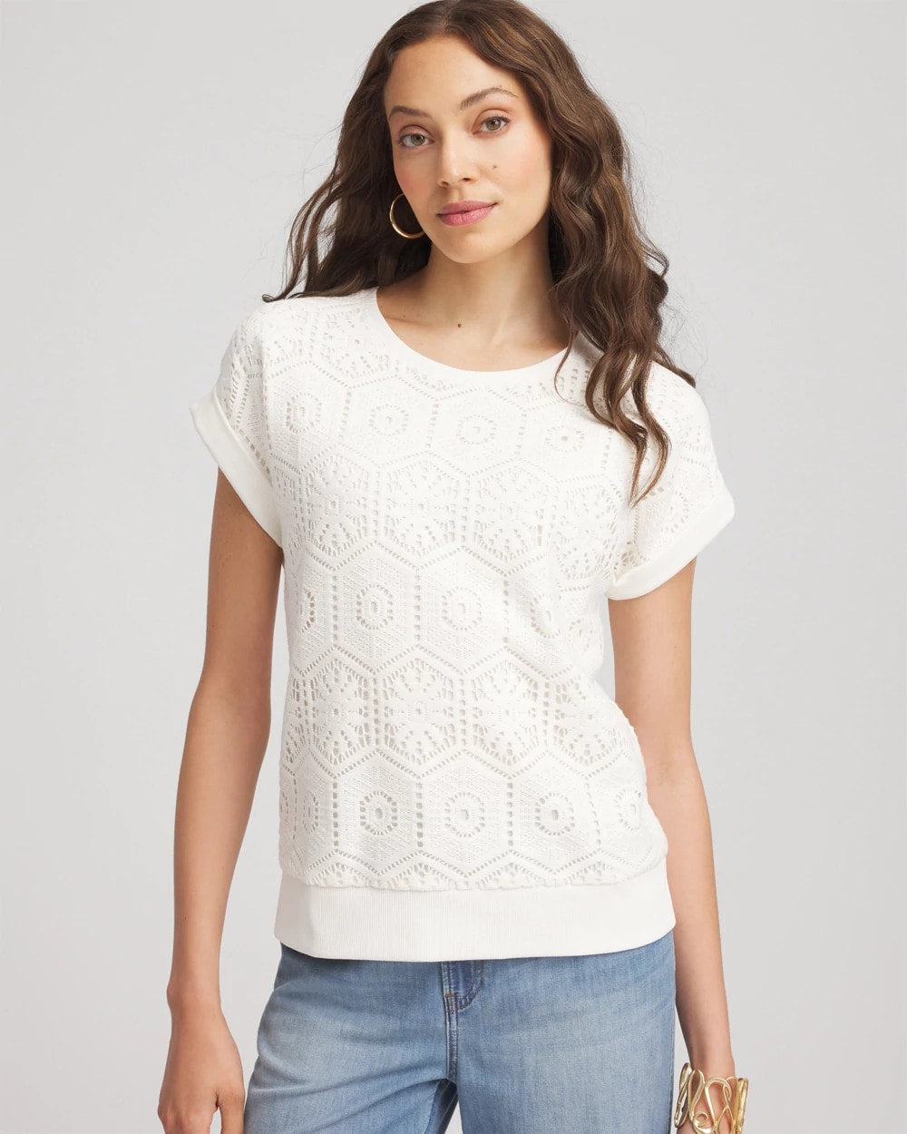 Chico's Crocheted Cotton-Blend Shirt