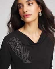 Chico's Embellished Cowlneck Dolman Tee