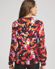 Chico's Printed Chiffon Peplum Top
