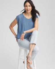 Chico's Melange Pleated Bubble-Hem Top