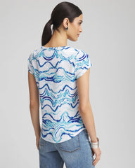 Chico's Ocean Waves Cap Sleeve Dolman Tee