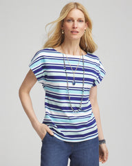 Chico's Stripe Modern Cap Sleeve Tee