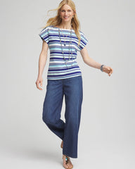 Chico's Stripe Modern Cap Sleeve Tee