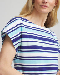 Chico's Stripe Modern Cap Sleeve Tee