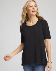 Chico's Slub Paneled Elbow Tee