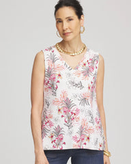 Chico's Floral Sleeveless V-Neck Tank