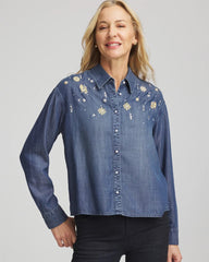 Chico's Embellished Tencel Collar Shirt