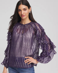 Chico's Georgette Ruffle Sleeve Blouse