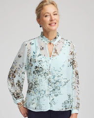 Chico's Floral Georgette Peasant Blouse