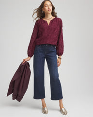 Chico's Feathered Pullover Peasant Blouse