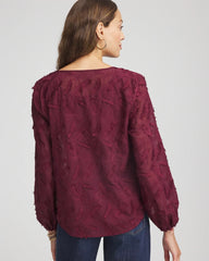 Chico's Feathered Pullover Peasant Blouse
