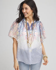 Chico's Jacquard Flutter-Sleeve Blouse