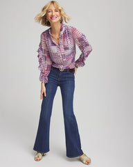 Chico's Gingham-Print Georgette Blouse