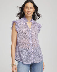 Chico's Cheetah Print Ruffle-Collar Blouse