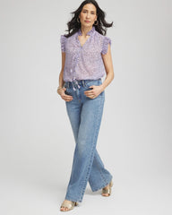 Chico's Cheetah Print Ruffle-Collar Blouse