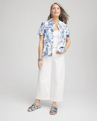 Chico's Butterfly Voile Short Sleeve Shirt