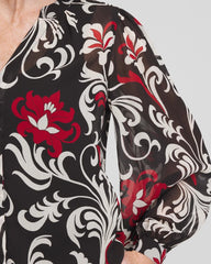 Chico's Crinkle Chiffon Floral Blouse