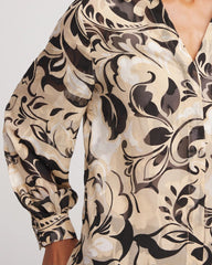 Chico's Floral Burnout Blouson-Sleeve Blouse