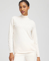 Chico's Ella Embellished Mockneck Sweater