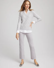 Chico's Classic Built-In Shirt Knit Sweater