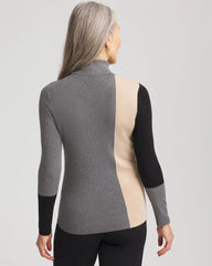 Chico's Ella Colorblock Intarsia Turtleneck Sweater