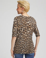 Chico's Cashmere Animal Elbow-Sleeve Pullover