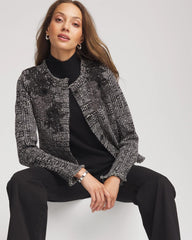 Chico's Embroidered Metallic Tweed Cardigan