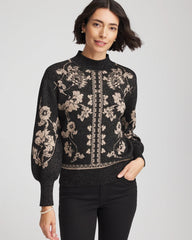 Chico's Bryne Jacquard Mockneck Pullover