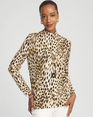 Chico's Ella Mockneck Animal-Print Pullover Sweater