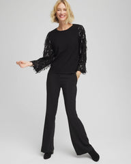 Chico's Fringe Sequins Pullover Sweater