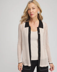 Chico's Pointelle Polo Cardigan