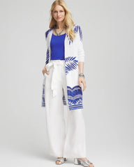 Chico's Island Motif Pointelle Long Cardigan